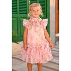 Girls Pink Rose Tulle Dress, 4, hi-res