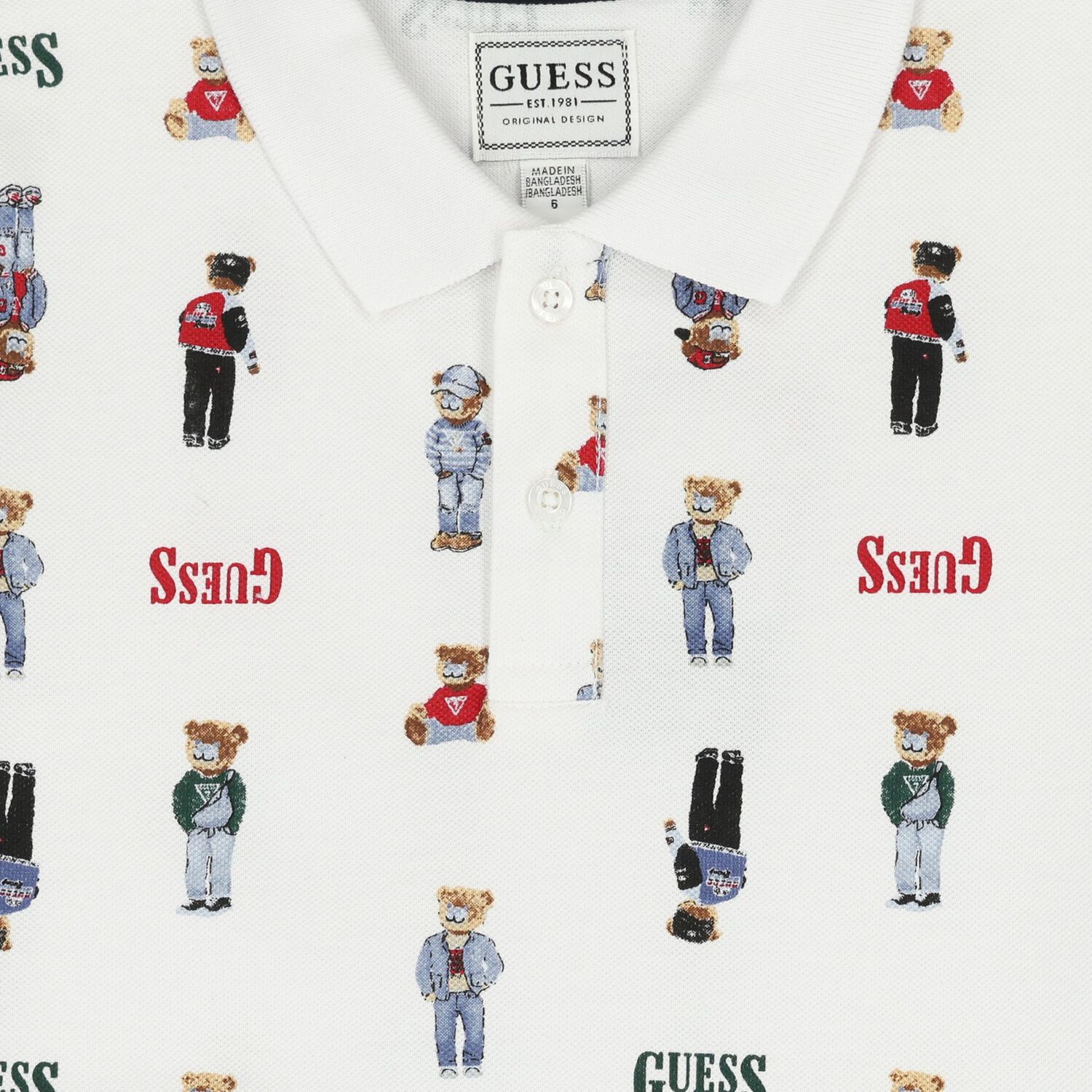 Boys White Teddy Bear Logo Polo Shirt, 1, hi-res