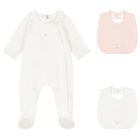 Baby Girls Ivory & Pink Babygrow Gift Set, 1, hi-res