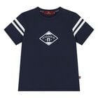 Younger Boys Navy Blue Logo T-Shirt , 3, hi-res