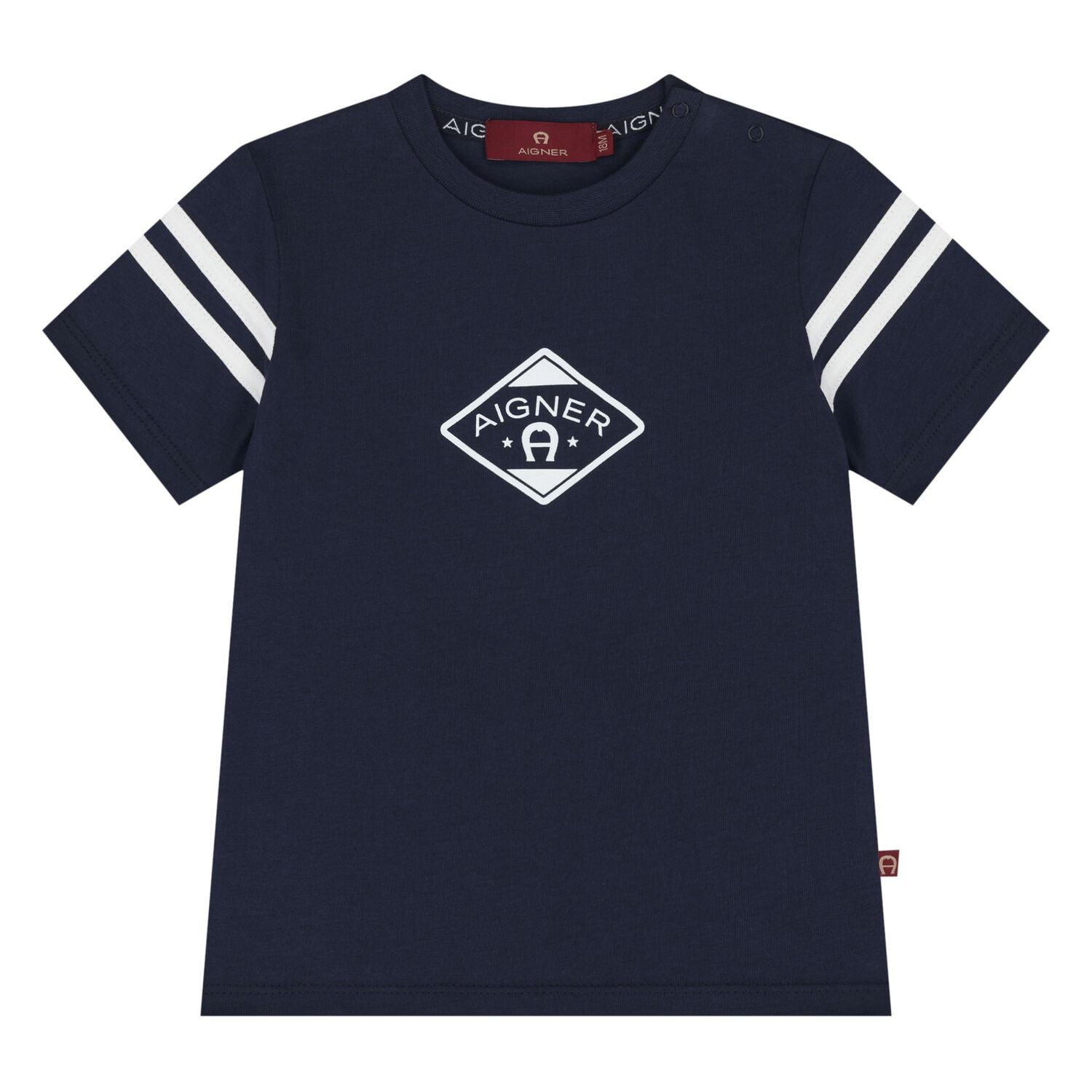 Younger Boys Navy Blue Logo T-Shirt , 3, hi-res