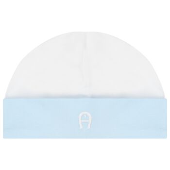 Baby Boys White & Blue Logo Hat