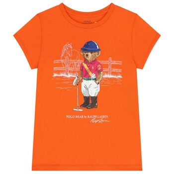 Girls Orange Polo Bear T-Shirt