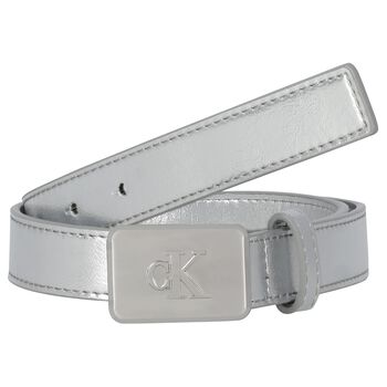 Girls Silver Leather Belt