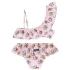 Girls White & Pink Ruffled Striped Bikini, 1, hi-res