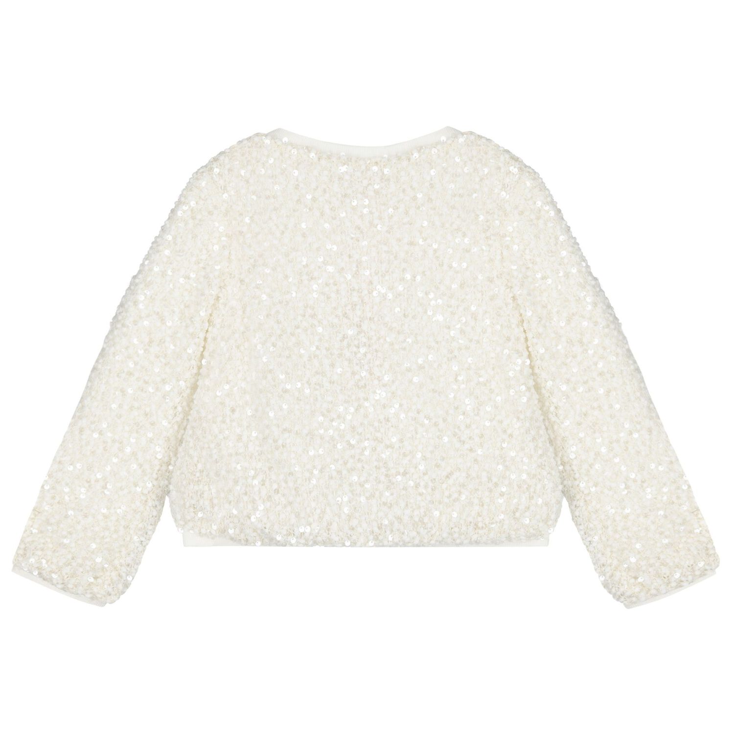Girls White Sequin Sweatshirt, 1, hi-res