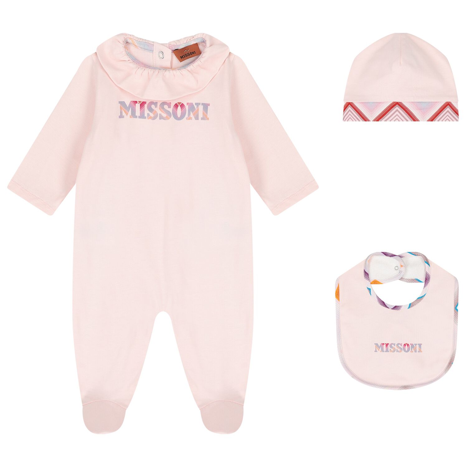 Baby Girls Pink Logo Zig Zag Babygrow Gift Set, 1, hi-res