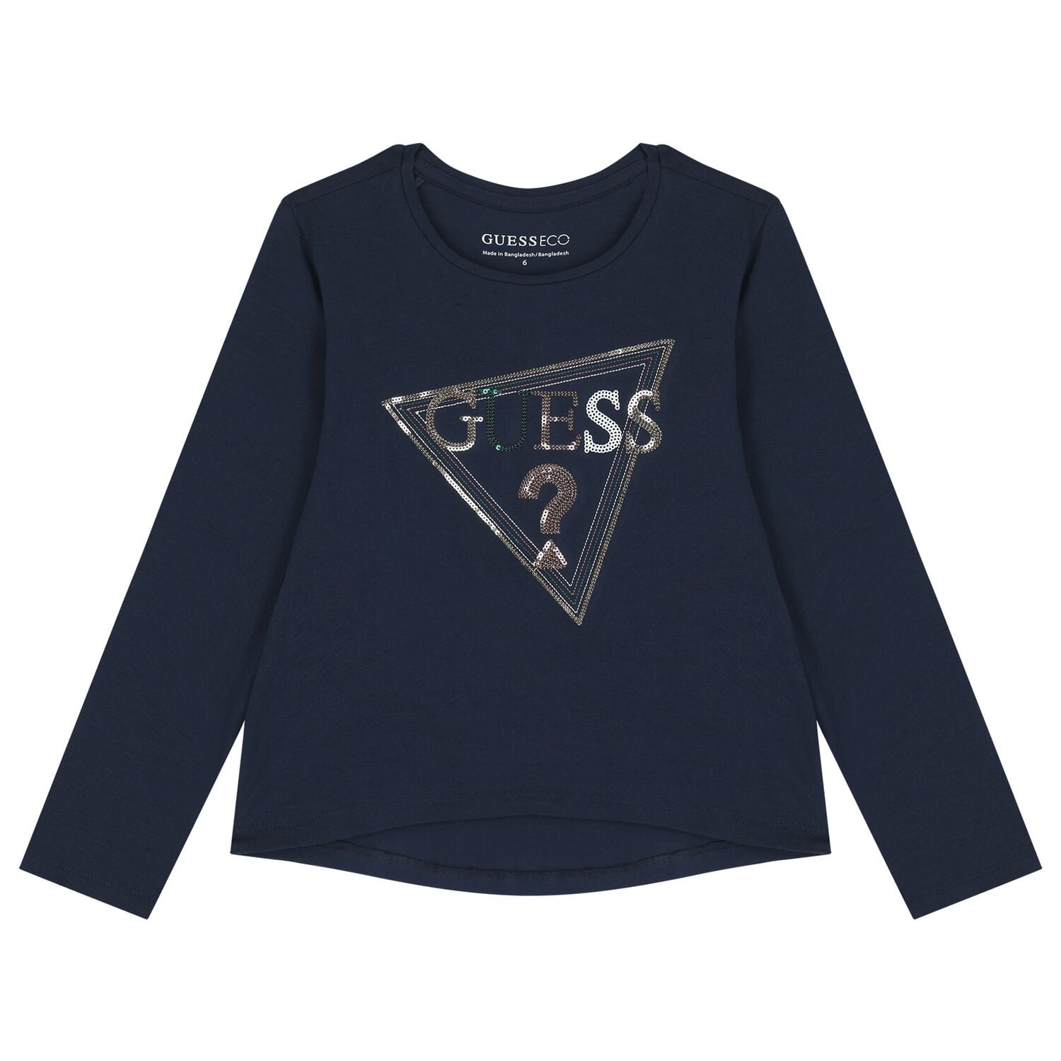 Girls Navy Blue Logo Long Sleeve Top, 4, hi-res
