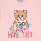Girls Pink Teddy Logo Dress, 1, hi-res
