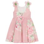 Girls Pink Floral Dress, 1, hi-res