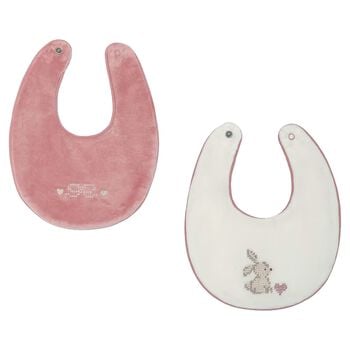 Baby Girls Pink & White Bunny Bibs ( 2-Pack )