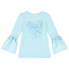 Girls Blue Logo Bow Skirt Set, 2, hi-res