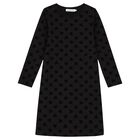 Girls Black Logo Dress, 1, hi-res