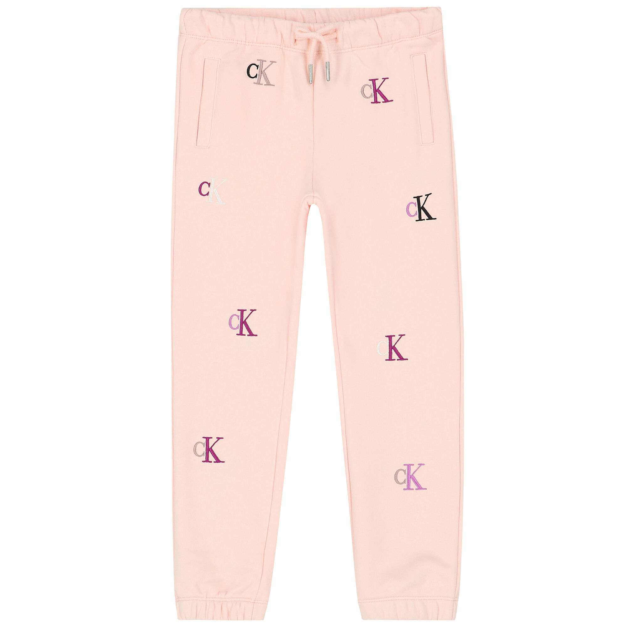 Calvin Klein Girls Pink Logo Joggers Junior Couture QA