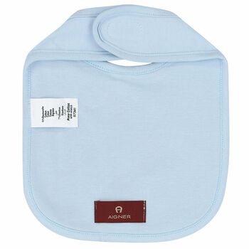 Baby Boys Blue & White Logo Bib