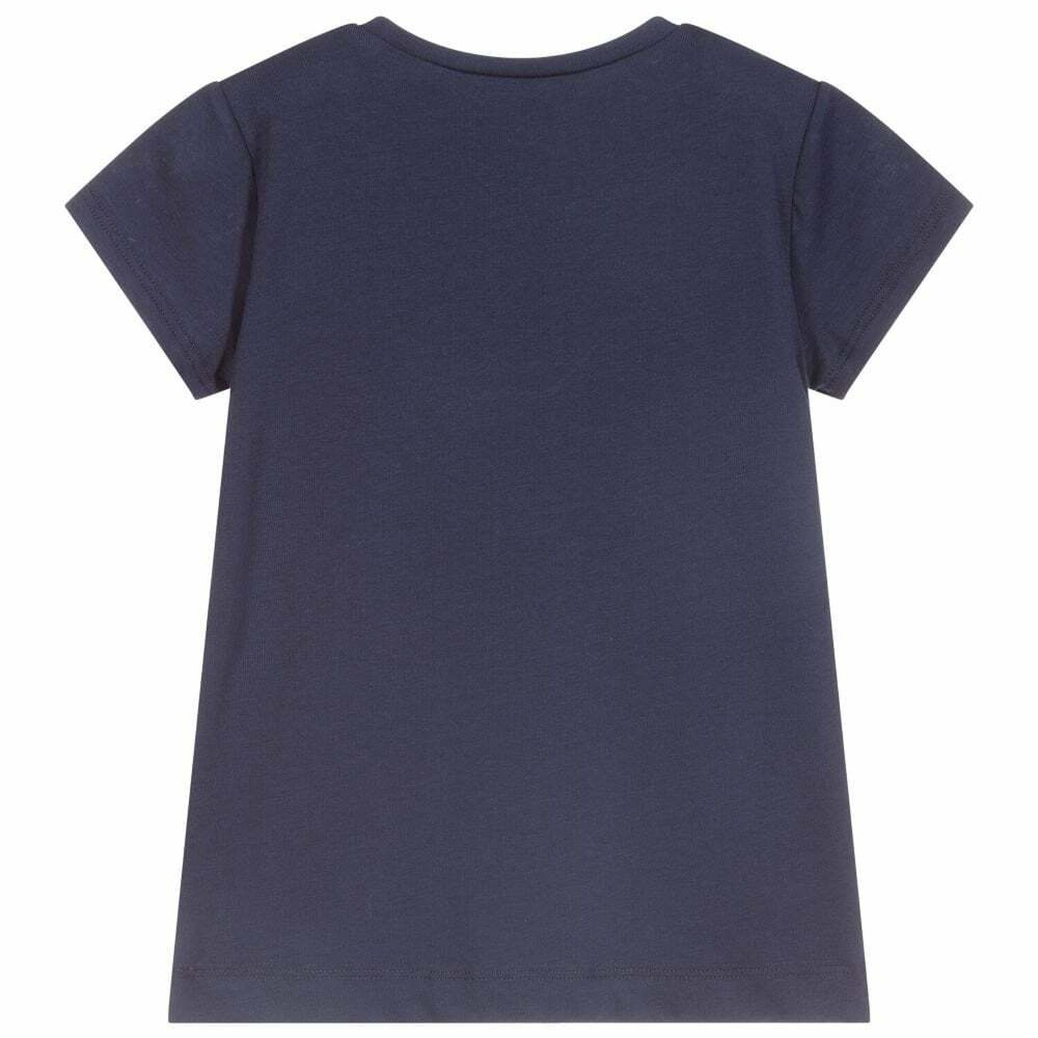 Girls Navy Bow T-Shirt, 3, hi-res