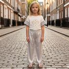 Girls Gold Logo Trousers, 1, hi-res