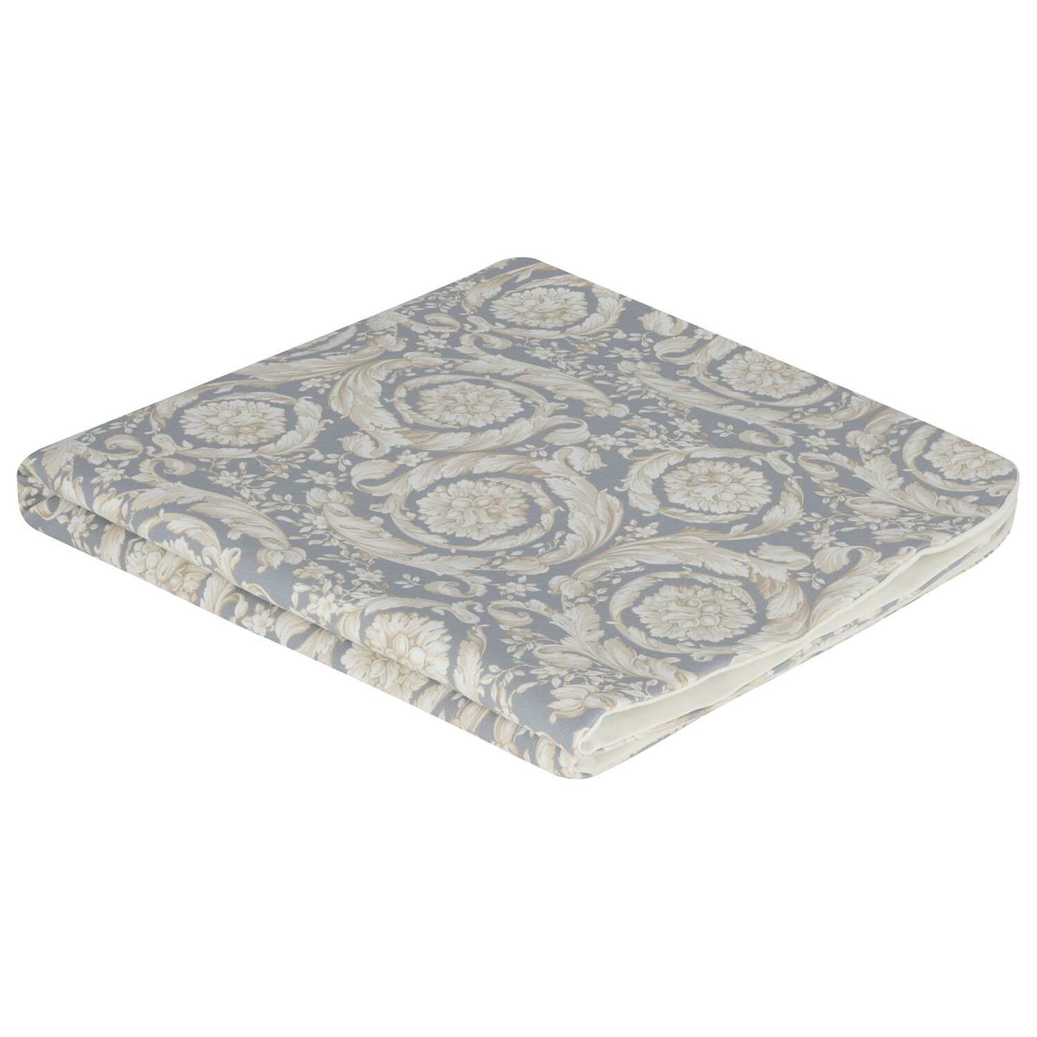 Baby Girls Ivory & Grey Logo Barocco Blanket, 1, hi-res