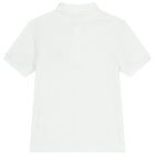 Boys White Logo Polo Shirt, 2, hi-res