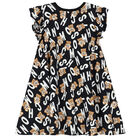 Girls Black Teddy Bear Logo Dress, 1, hi-res