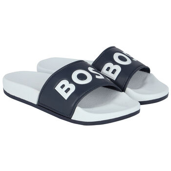 Navy Blue & White Logo Sliders