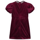 Girls Burgundy Velvet Dress, 1, hi-res