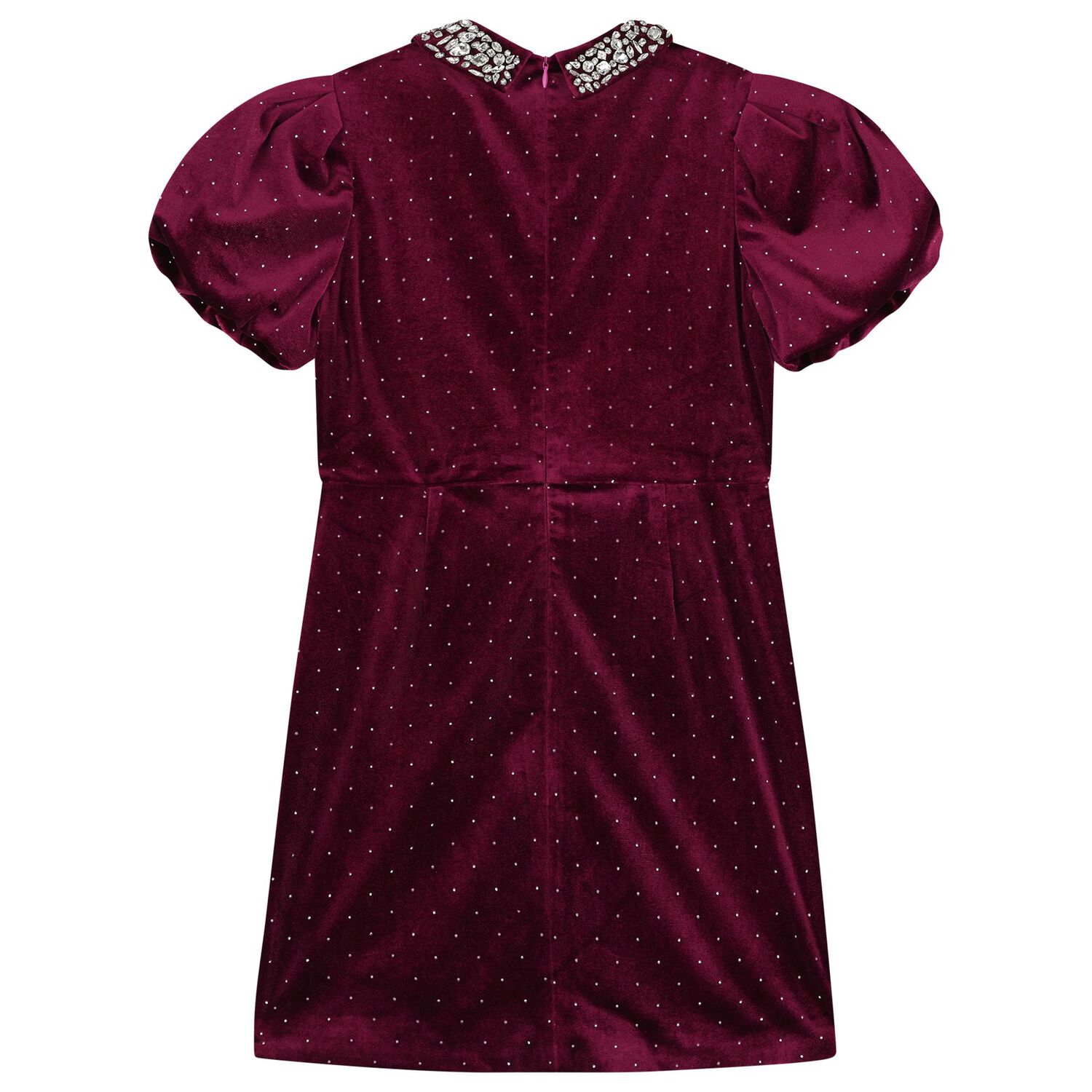 Girls Burgundy Velvet Dress, 1, hi-res