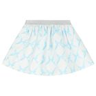 Girls Blue Logo Bow Skirt Set, 2, hi-res