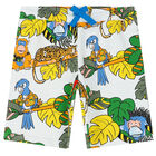 Boys White Animals Shorts, 1, hi-res