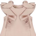 Girls Pink Satin Ruffle Dress, 4, hi-res