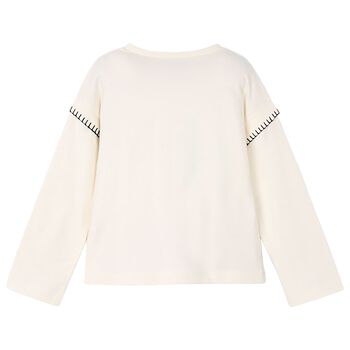 Girls Ivory Teddy Bear Long Sleeve Top