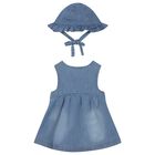 Baby Girls Blue Denim Dress Set, 1, hi-res