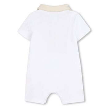 Baby Boys White & Beige Romper