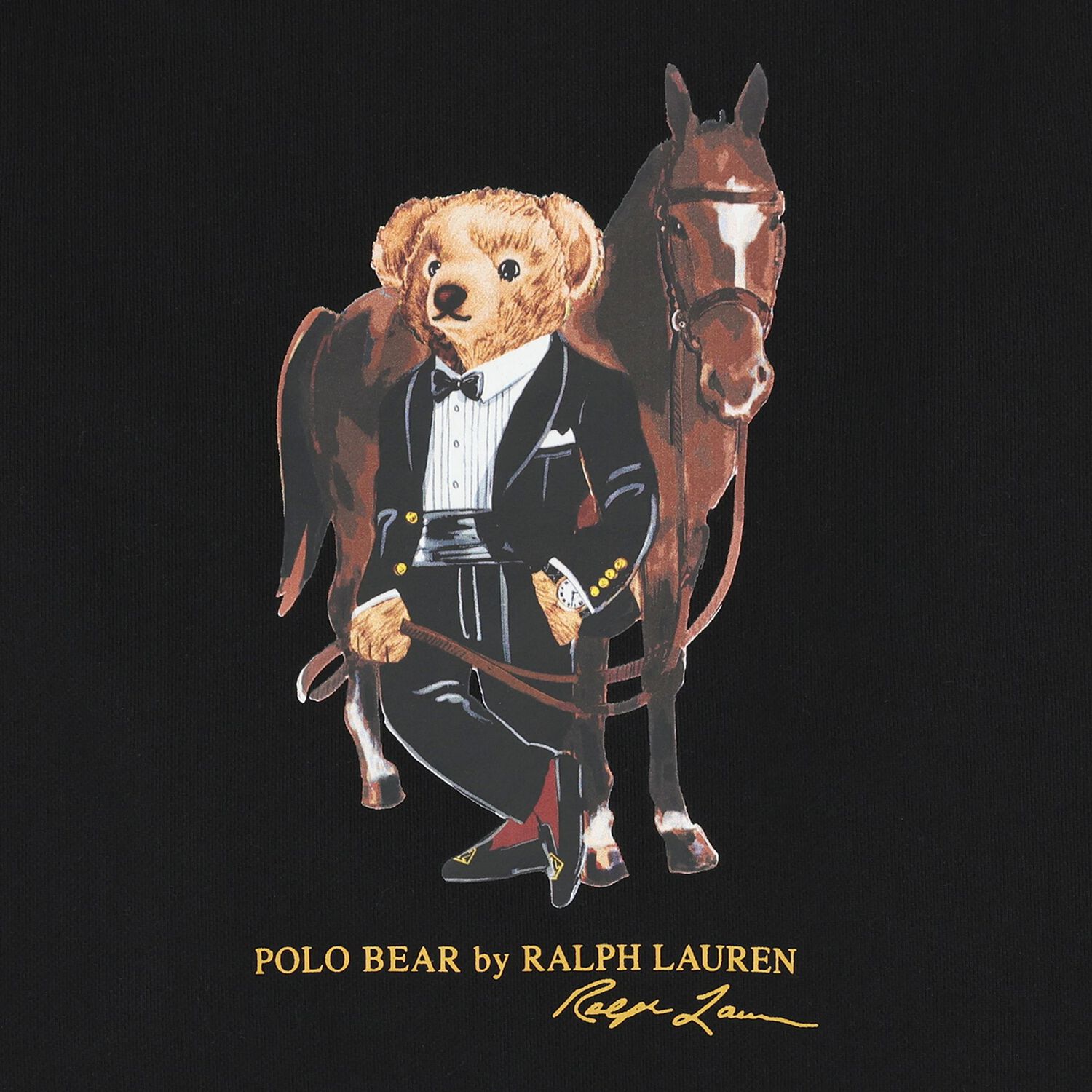 Boys Black Polo Bear Sweatshirt, 1, hi-res