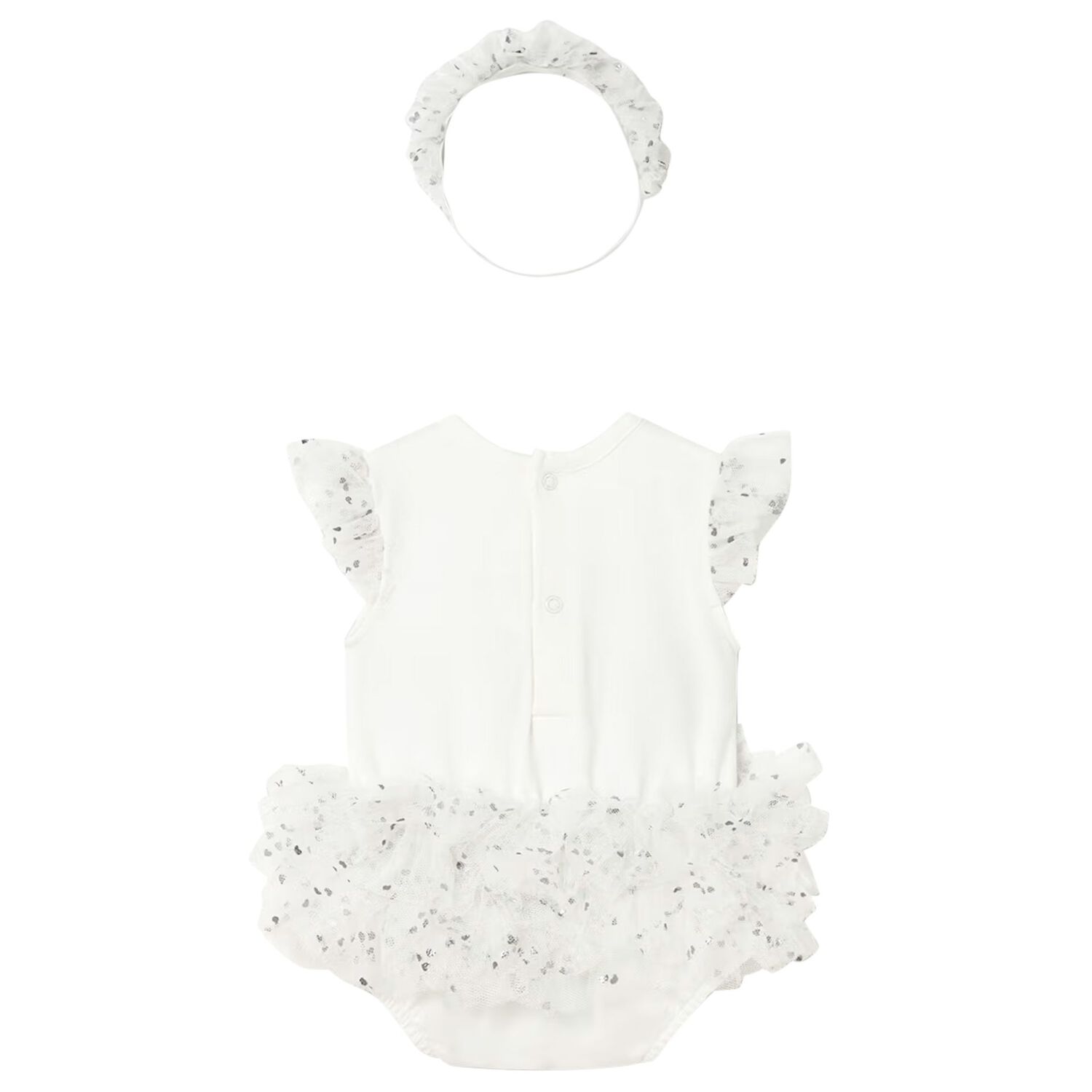 Baby Girls White Teddy Bear Bodysuit Dress Set, 1, hi-res