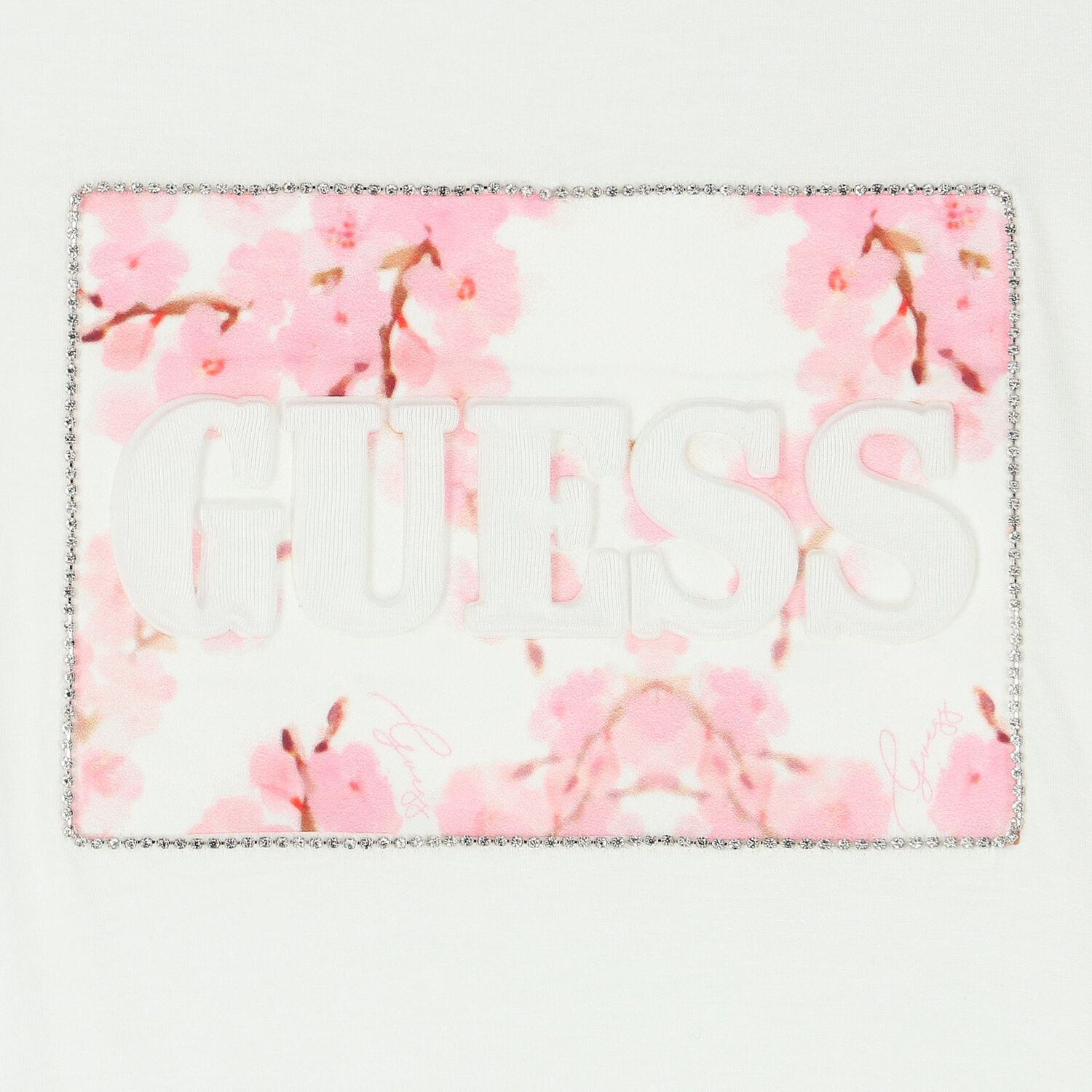 تيشيرت بنات بالشعار والزهور باللون الأبيض, 1, hi-res image number null