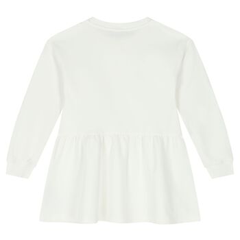 Girls Ivory Teddy Bear Logo Dress