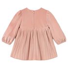 Younger Girls Pink Velvet Pleated Dress, 4, hi-res