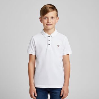 Boys White Logo Polo Shirt