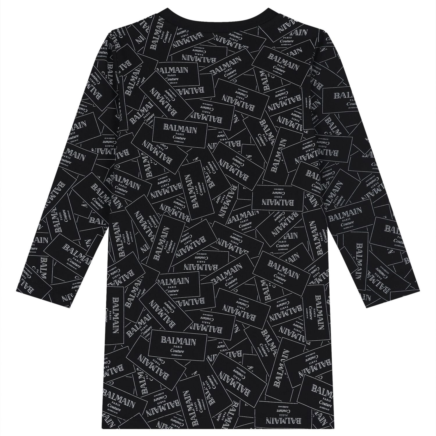 فستان بناتي بشعار باللونين الأبيض والأسود, 1, hi-res