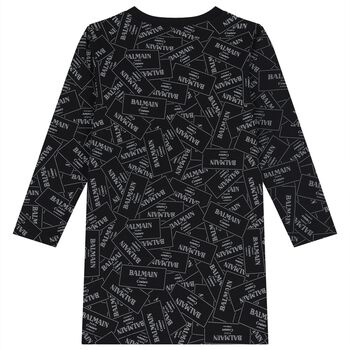 Girls Black & White Logo Dress