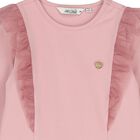 Girls Pink Glittery Tulle Long Sleeve Top, 2, hi-res