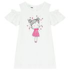 Girls White & Pink Shorts Set, 1, hi-res