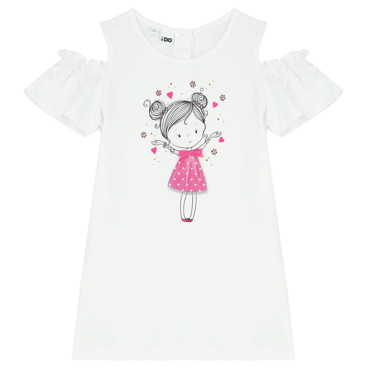 Girls White & Pink Shorts Set, 1, hi-res