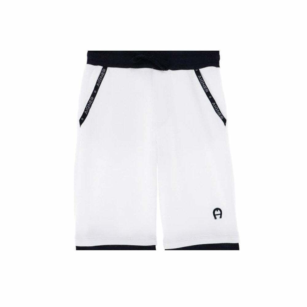 Aigner Boys White Navy Jersey Shorts Junior Couture QA