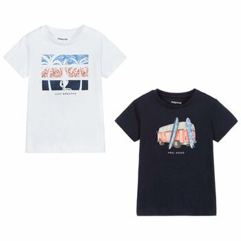 Boys White & Navy T-Shirt Set (2-Pack)