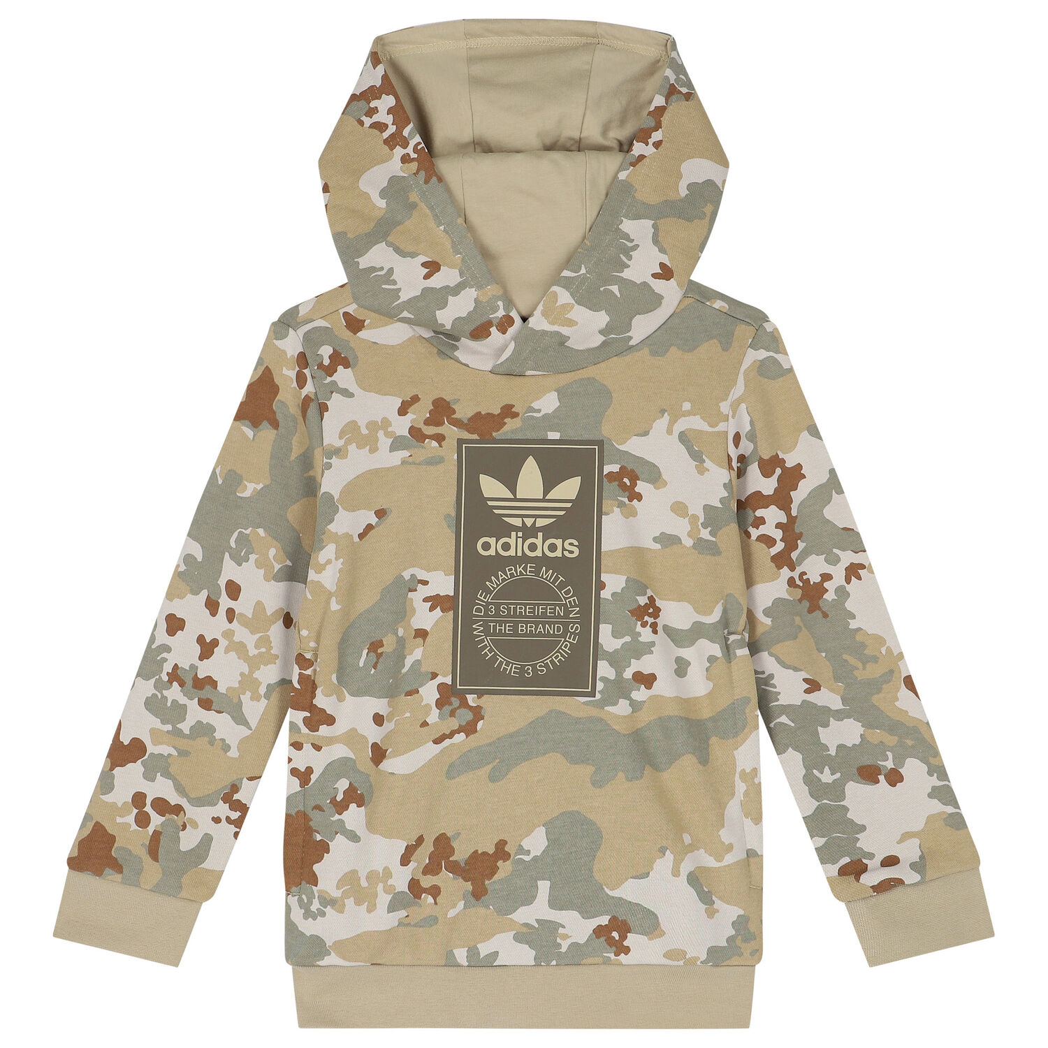 Beige & Green Trefoil Logo Camouflage Tracksuit, 1, hi-res