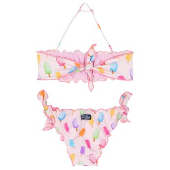 Girls Pink Popsicle Logo Bikini