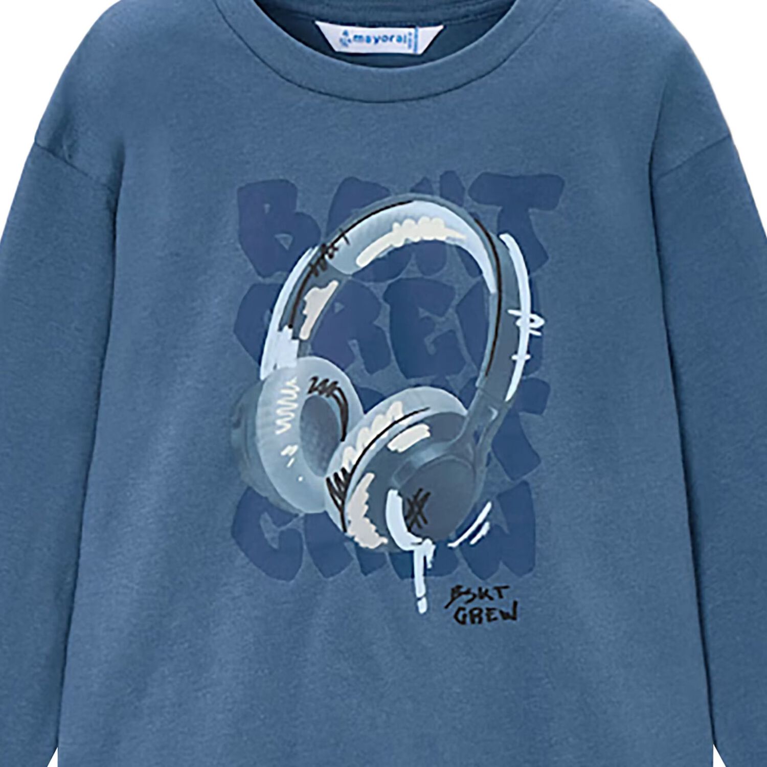 Boys Blue Headphone Long Sleeve Top, 3, hi-res