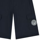 Boys Navy Blue Logo Shorts, 2, hi-res